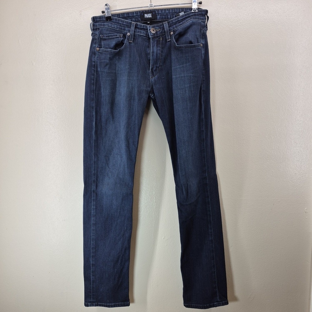 Paige Federal Jeans Mens‎ 30 (31x33) Slim Straight Fit Stretch Denim Dark Wash